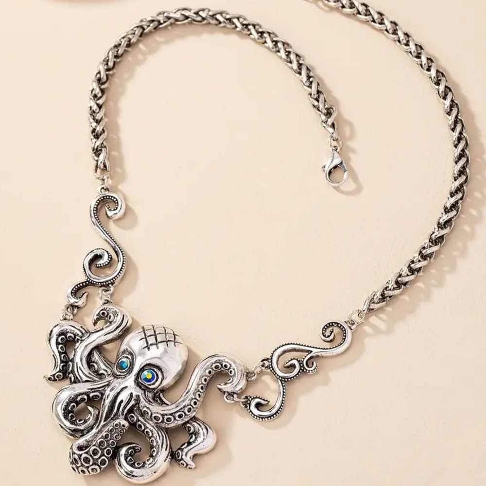 Vintage Style Steam Punk Kraken / Octopus Statement Piece Necklace